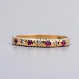 9K Gold Ruby and Diamond Ring