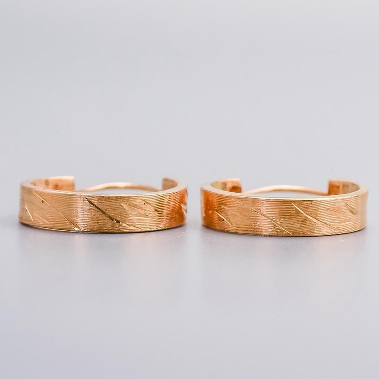18K Gold Patterned Hoop Earrings