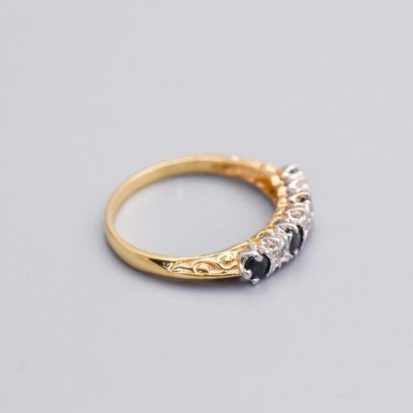 9K Gold Sapphire and Diamond Ring