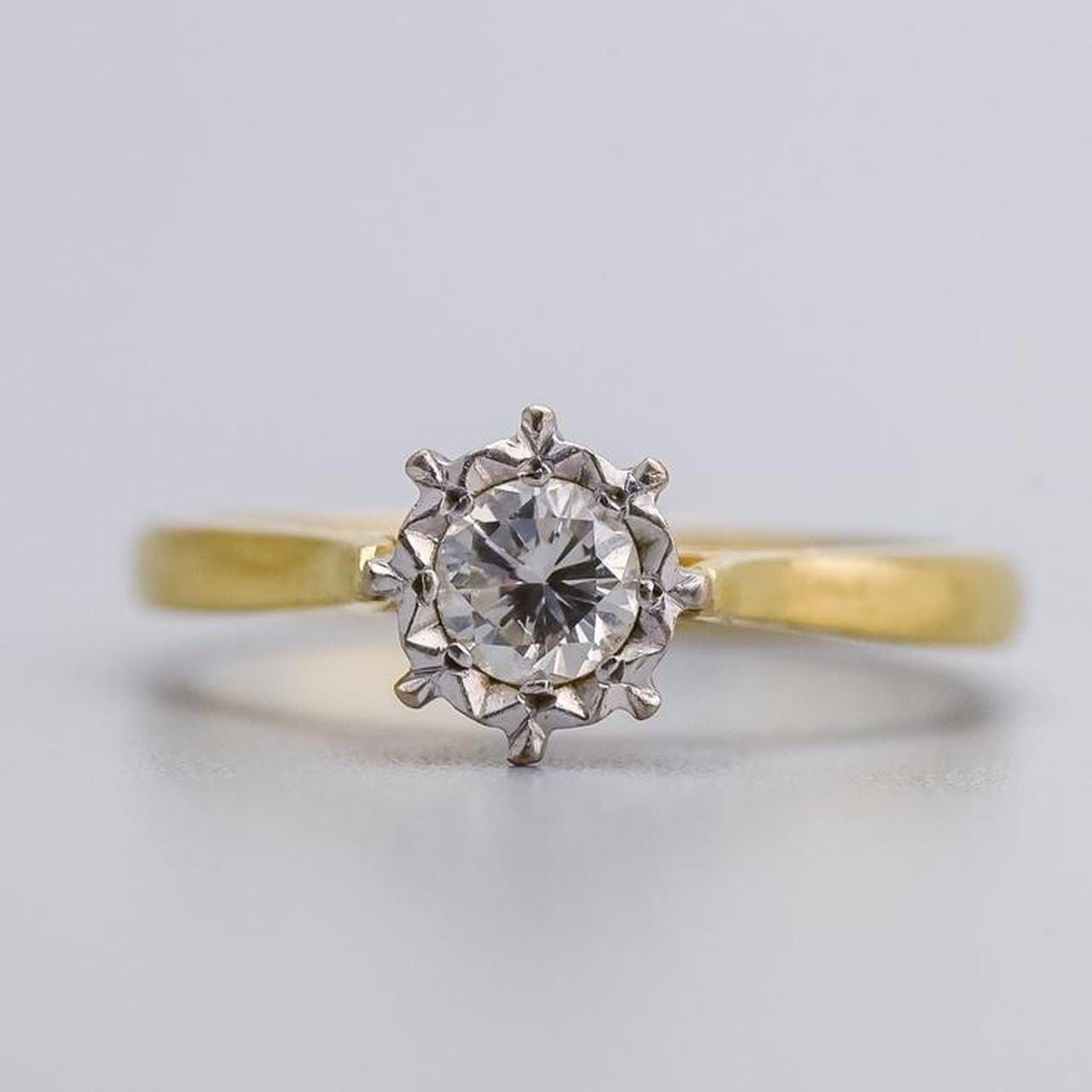 18K Gold Diamond Solitaire Ring