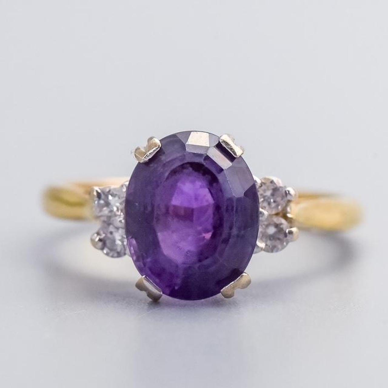 18K Gold Amethyst & Diamond Ring
