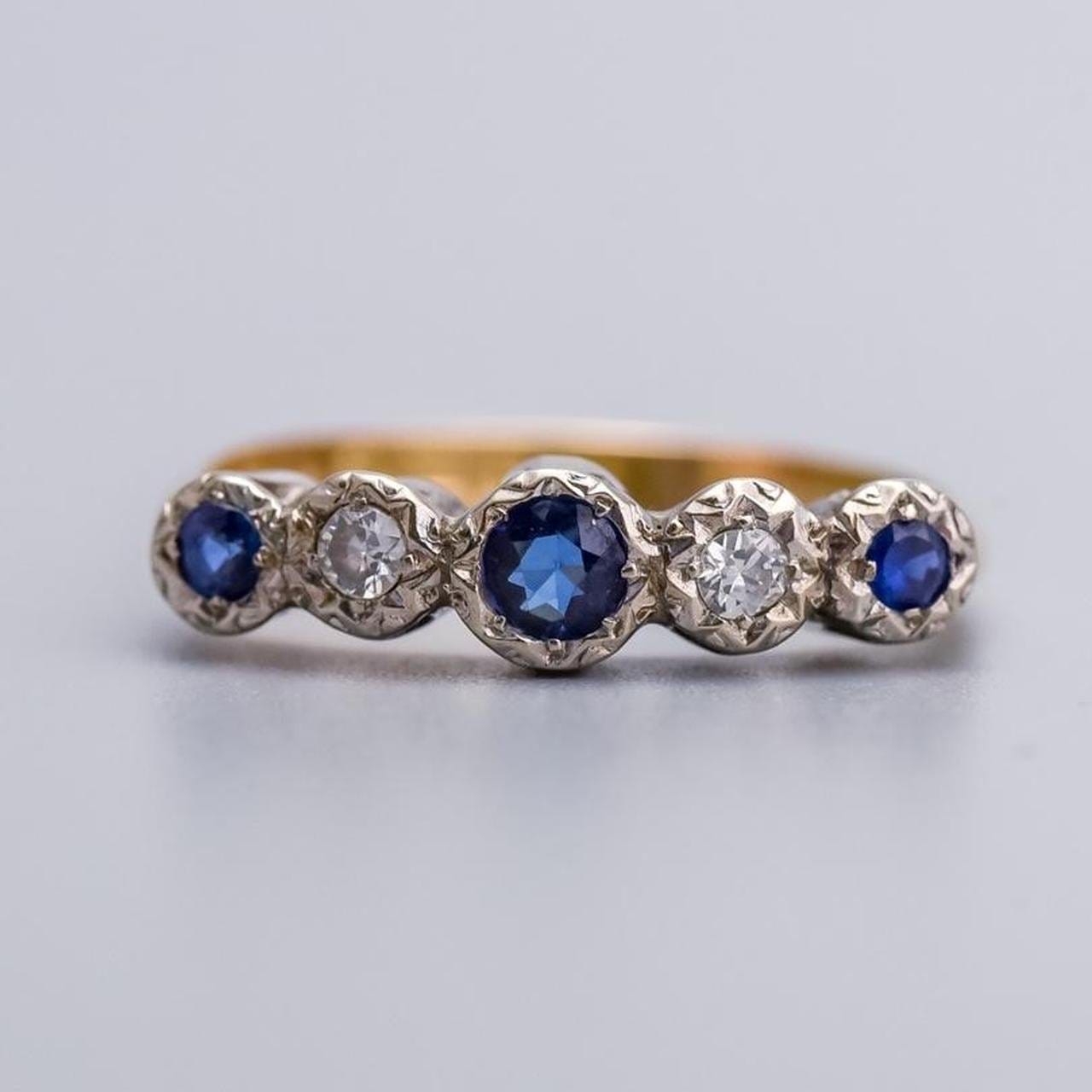 18K Gold Antique Five Stone Ring