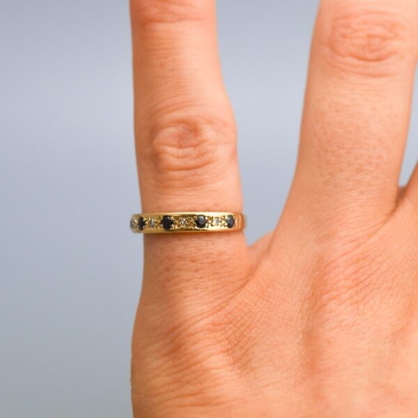 9K Gold Sapphire and Diamond Ring