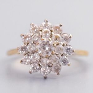 9K Gold CZ Cluster Ring