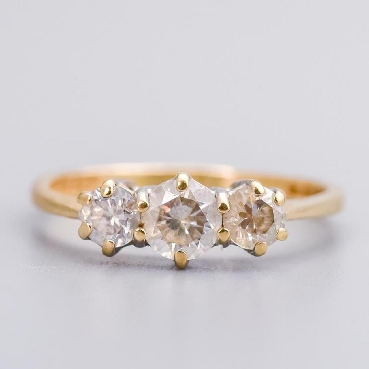14K Gold CZ Trilogy Ring