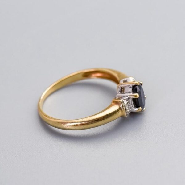 9K Gold Sapphire & Diamond Ring
