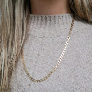 9K Gold Square Curb Chain Necklace