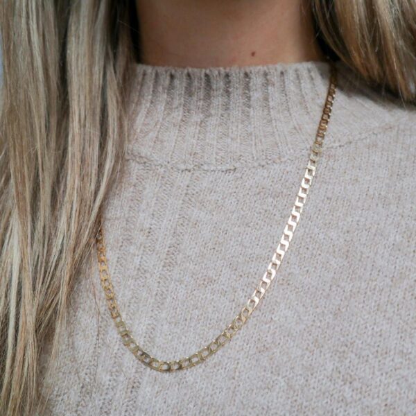 9K Gold Square Curb Chain Necklace