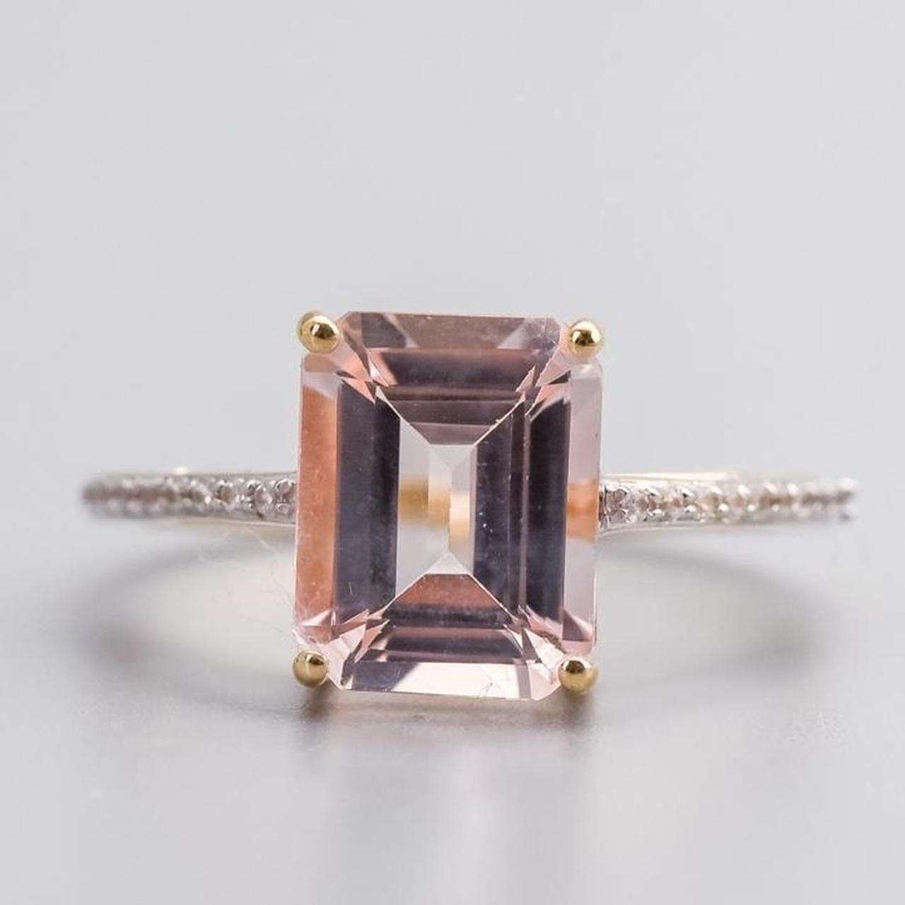 10K Gold Morganite & White Zircon Ring