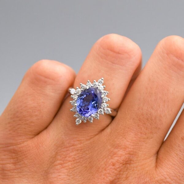 Platinum Tanzanite and Diamond Ring