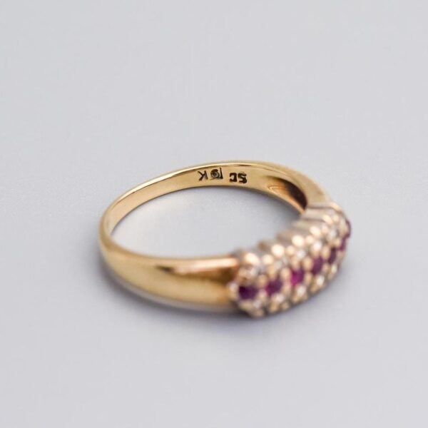 9K Gold Ruby and Diamond Ring