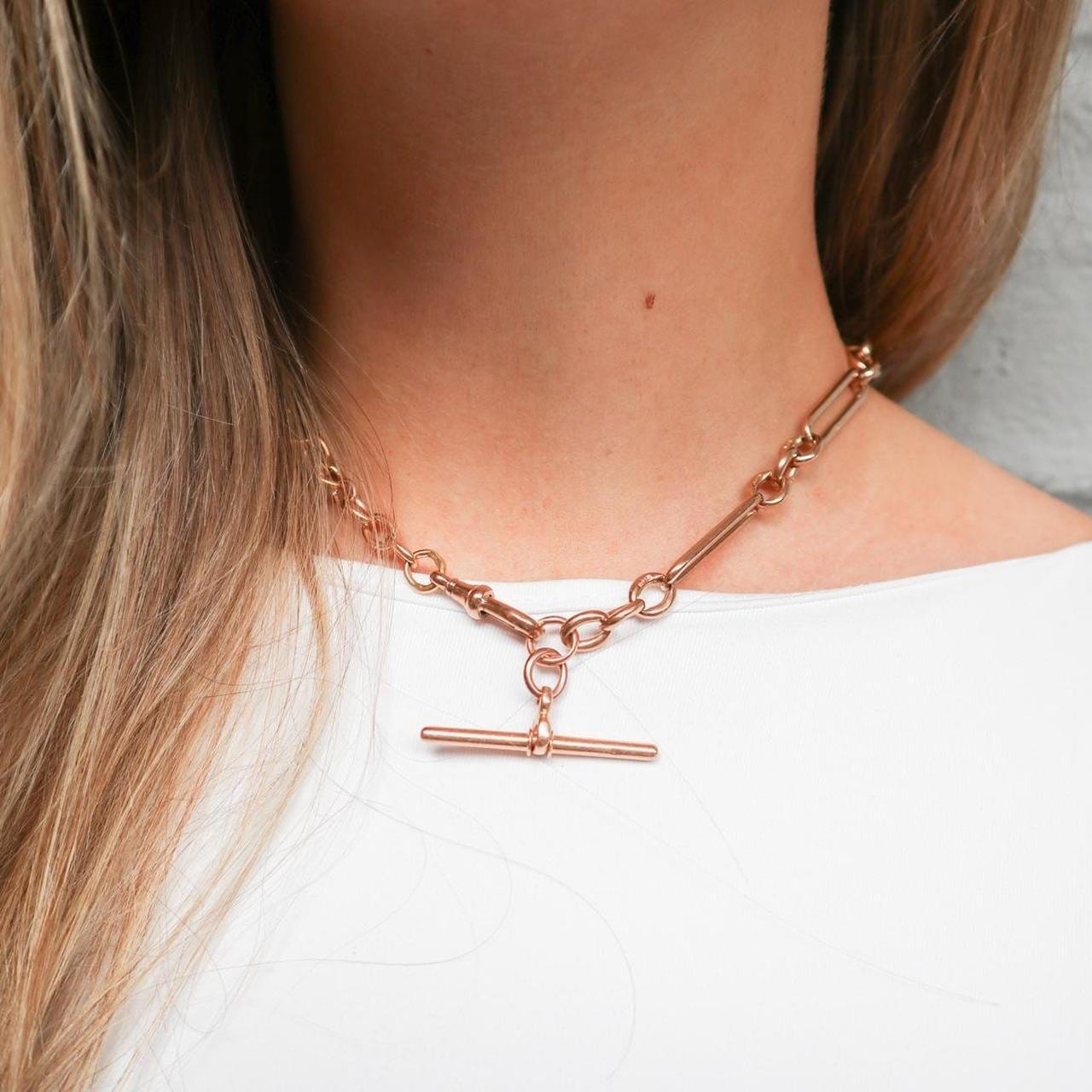 9K Rose Gold Albert Chain Necklace