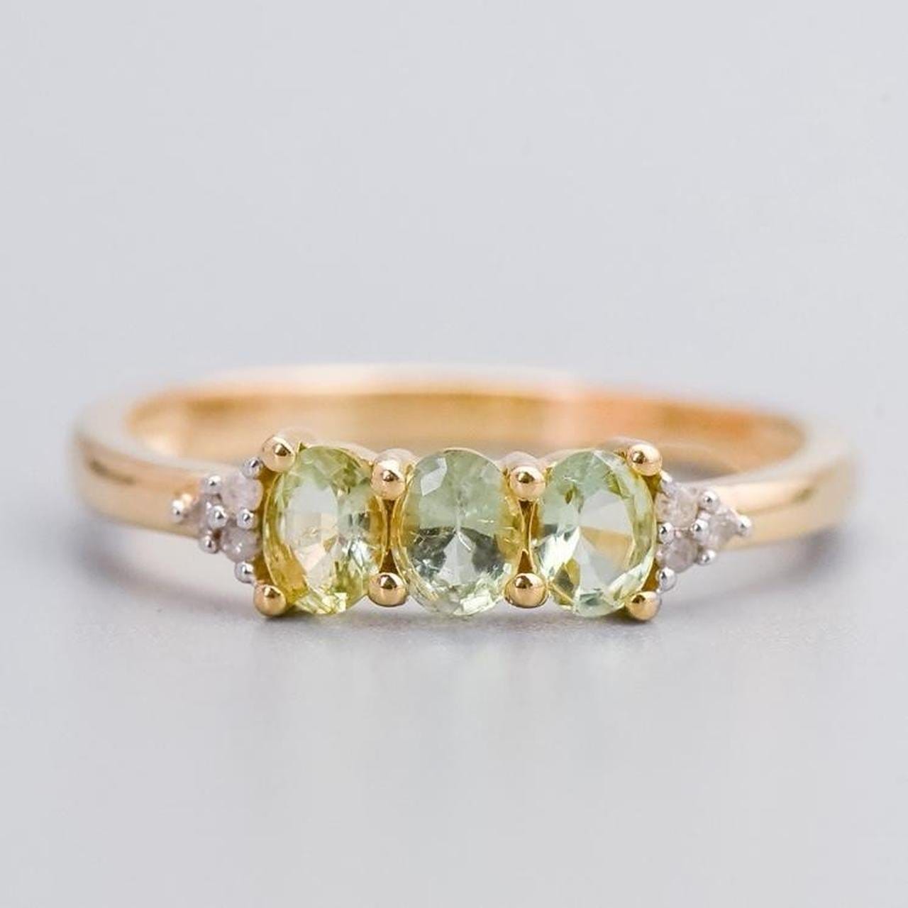 10K Gold Green Amethyst Ring
