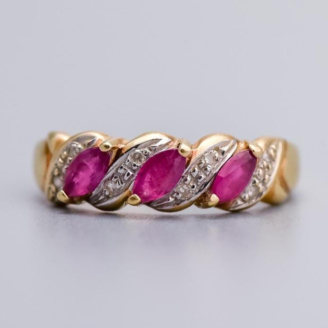 9K Gold Ruby and Diamond Ring