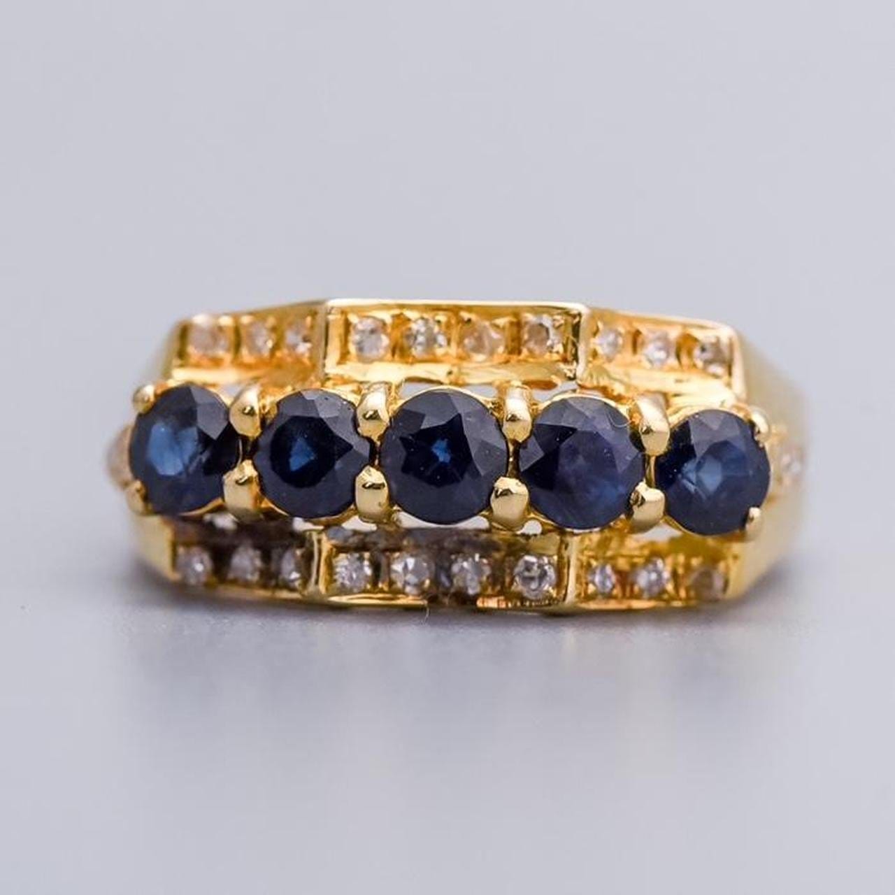 14K Gold Sapphire and Diamond Ring