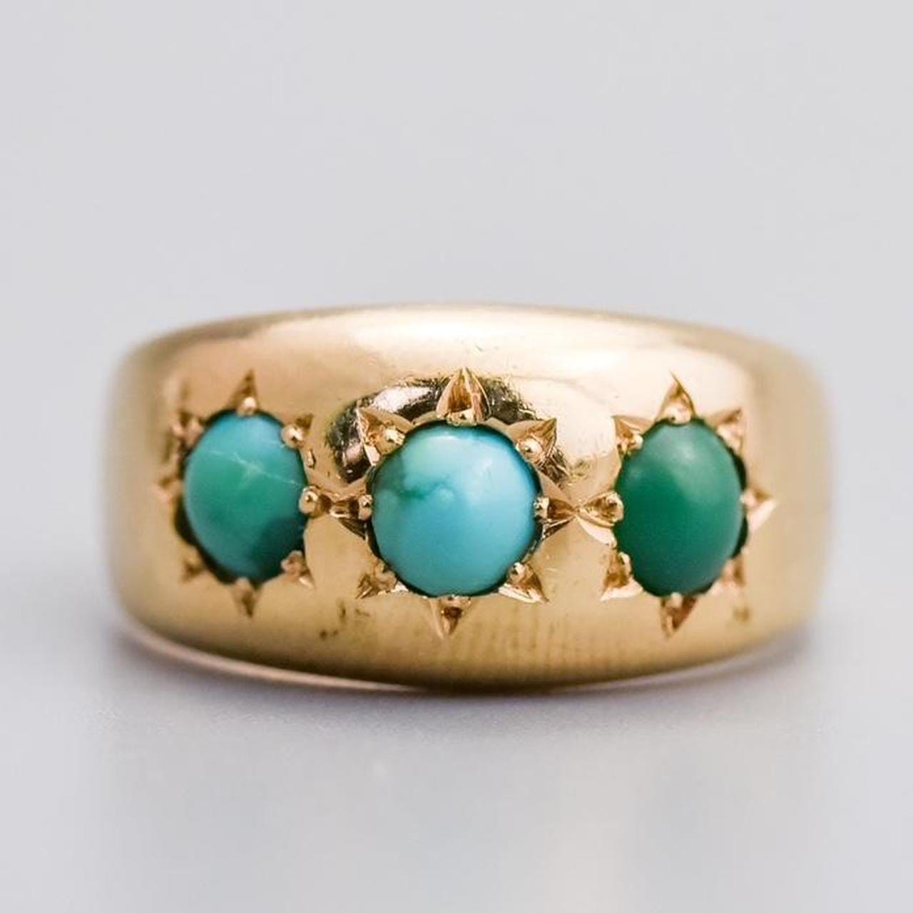 9K Gold Turquoise Gypsy Ring