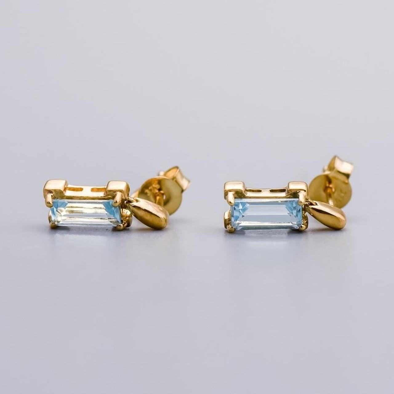 9K Gold Aquamarine Earrings
