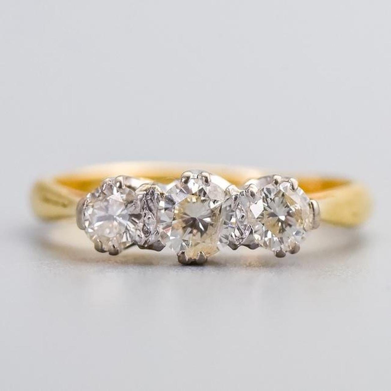 18K Gold Diamond Trilogy Ring
