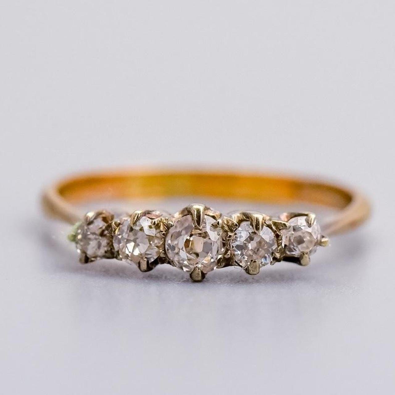 18K Gold Antique Five Stone Diamond Ring