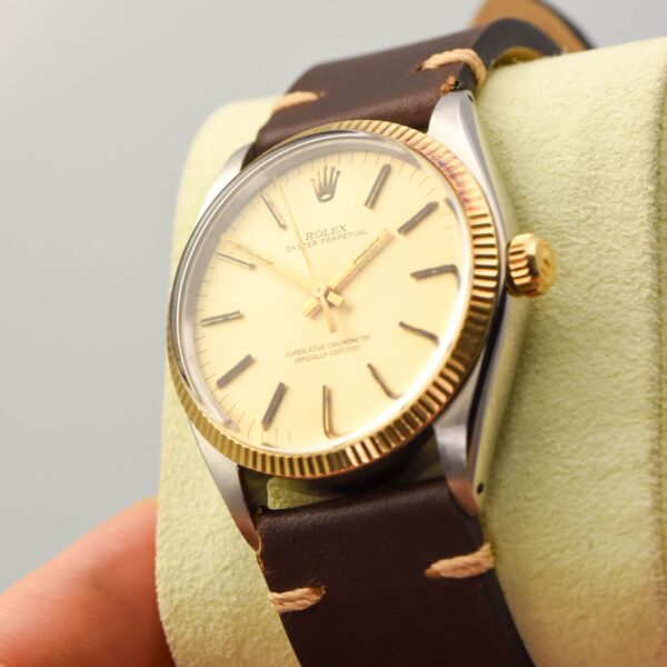 1970s Rolex Oyster Perpetual 34mm Ref. 1005 Champagne Dial and Bezel on Stainless Steel