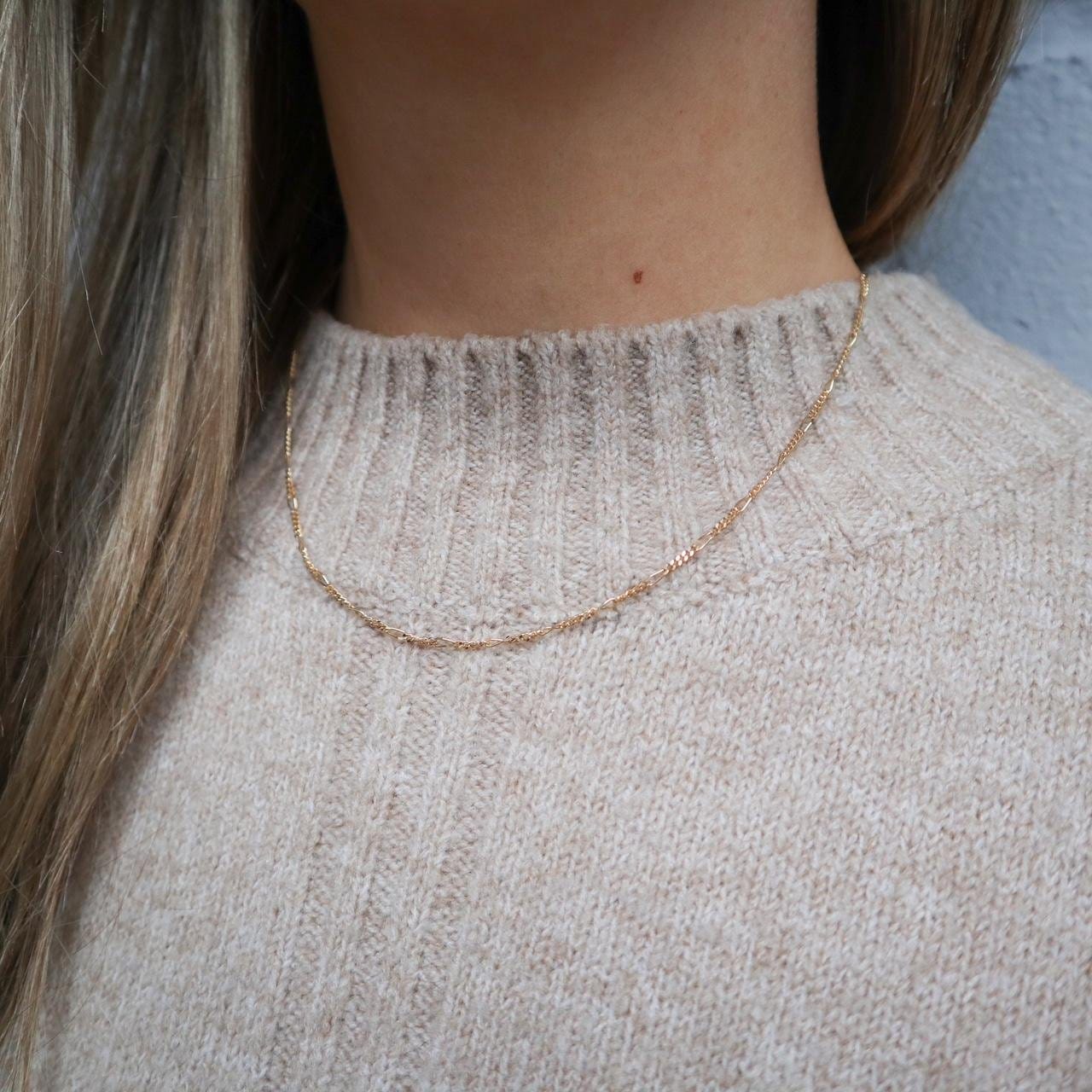 9K Gold Figaro Chain Necklace