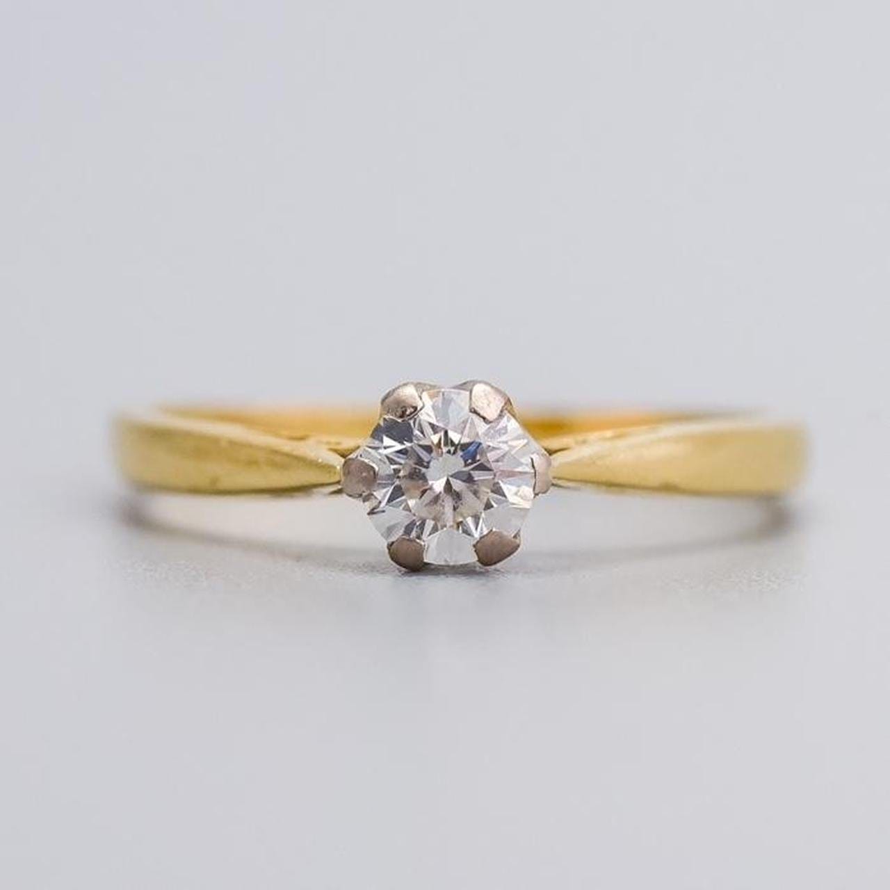 18K Gold Diamond Solitaire Ring