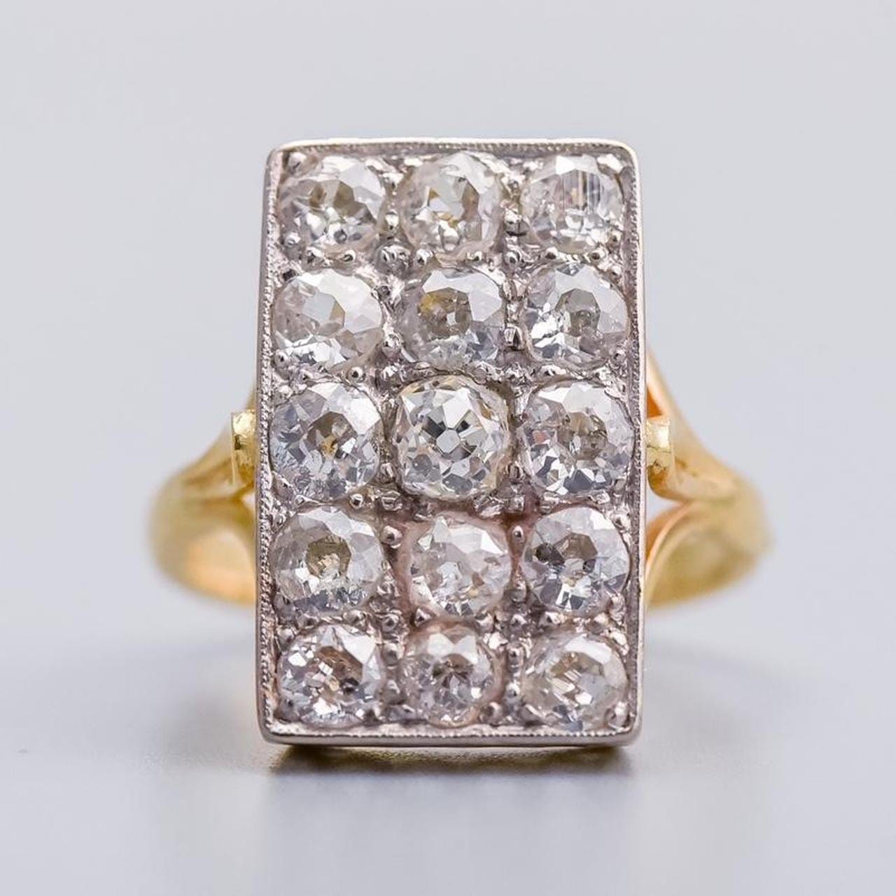 18K Gold Art Deco Diamond Panel Ring