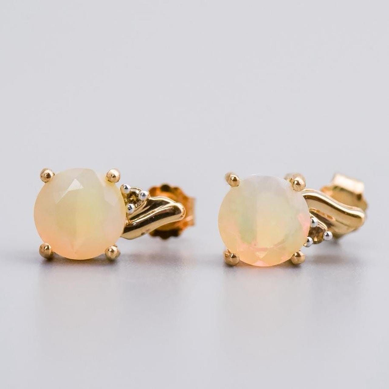 9K Gold Crystal Opal Earrings