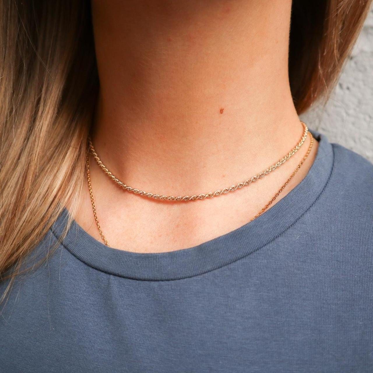 9K Gold Rope Chain Necklace