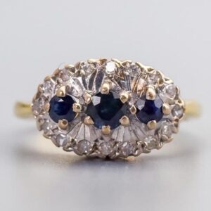 18K Gold Sapphire & Diamond Ring