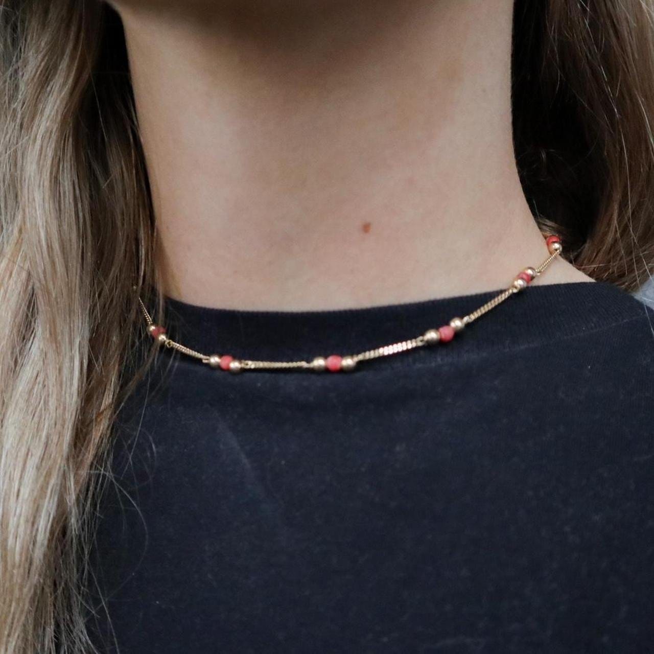 9K Gold Coral Bead Necklace