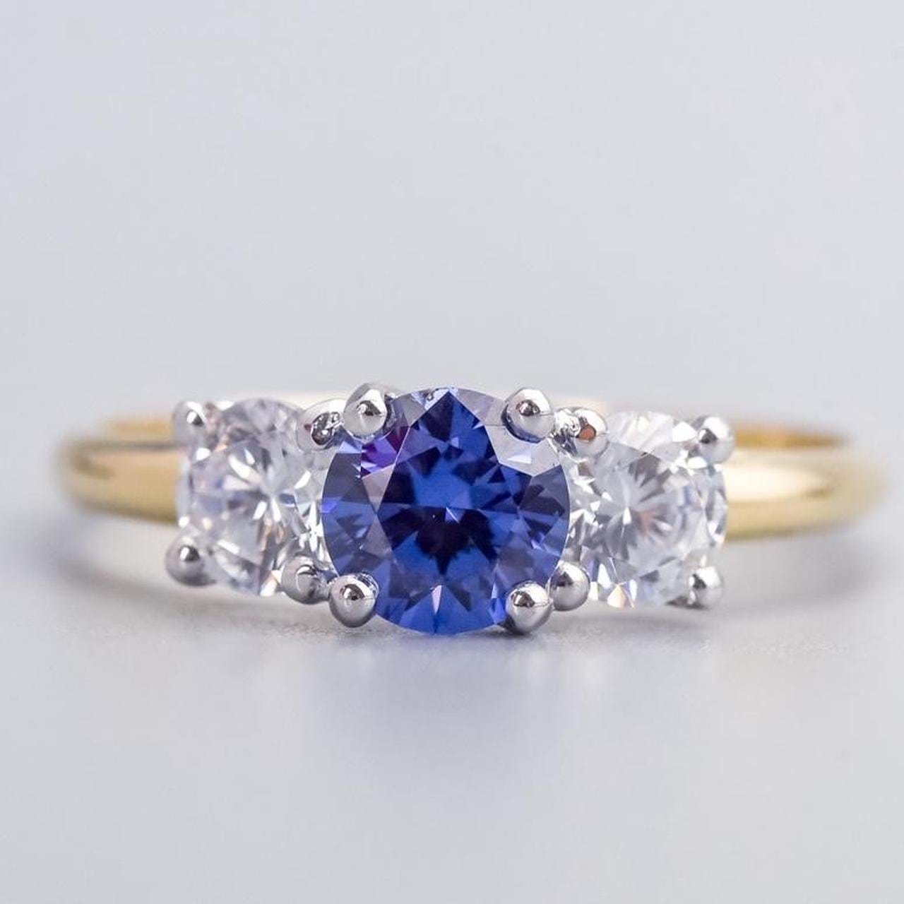 14K Gold Tanzanite & CZ Ring
