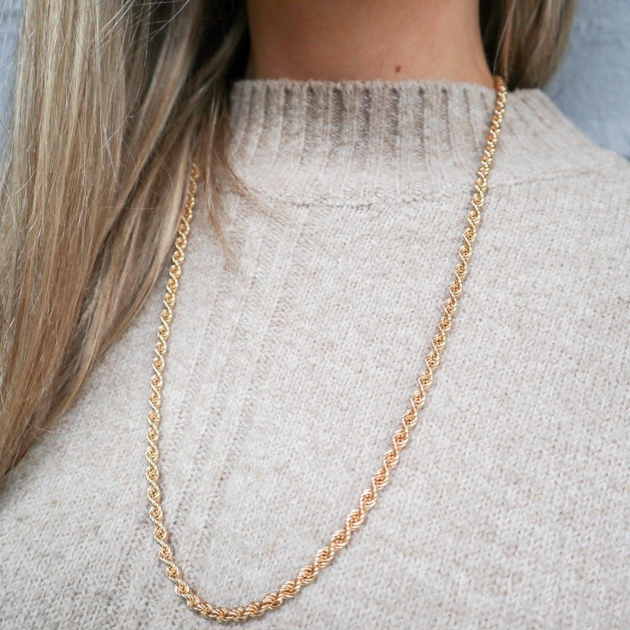 9K Gold Rope Chain Necklace