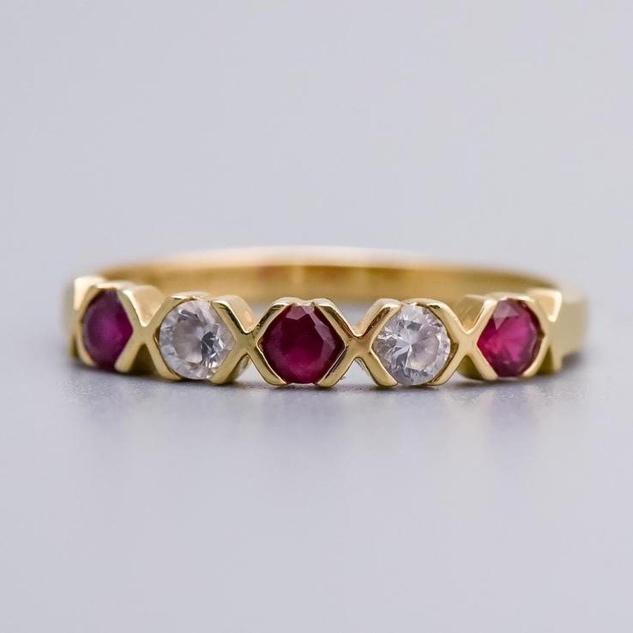 14K Gold Ruby and CZ Ring