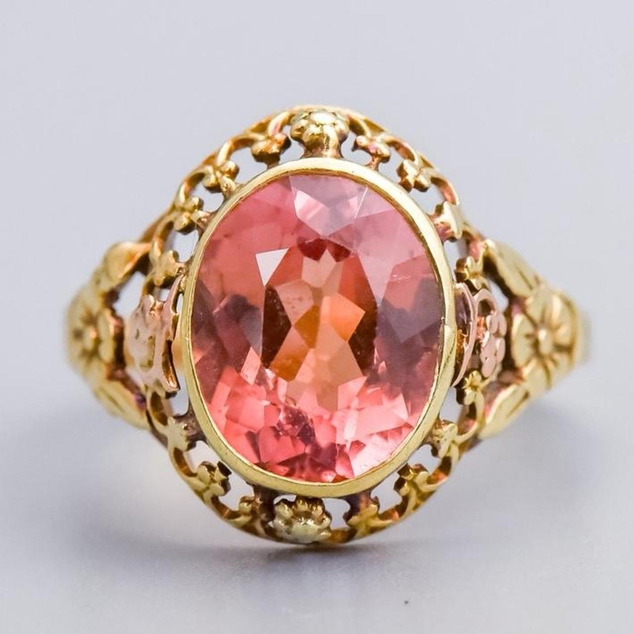 14K Gold Orange Sapphire Ring