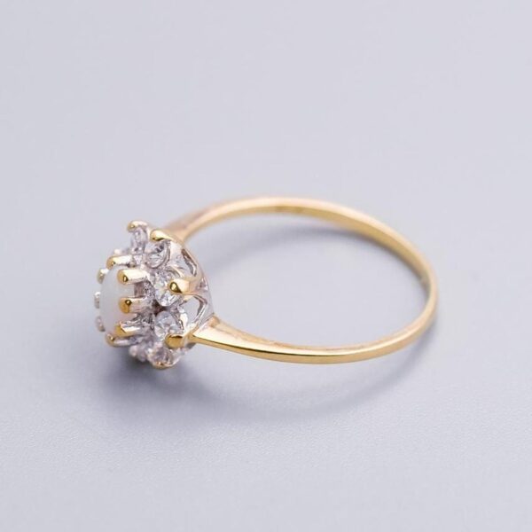 9K Gold Opal and CZ Ring