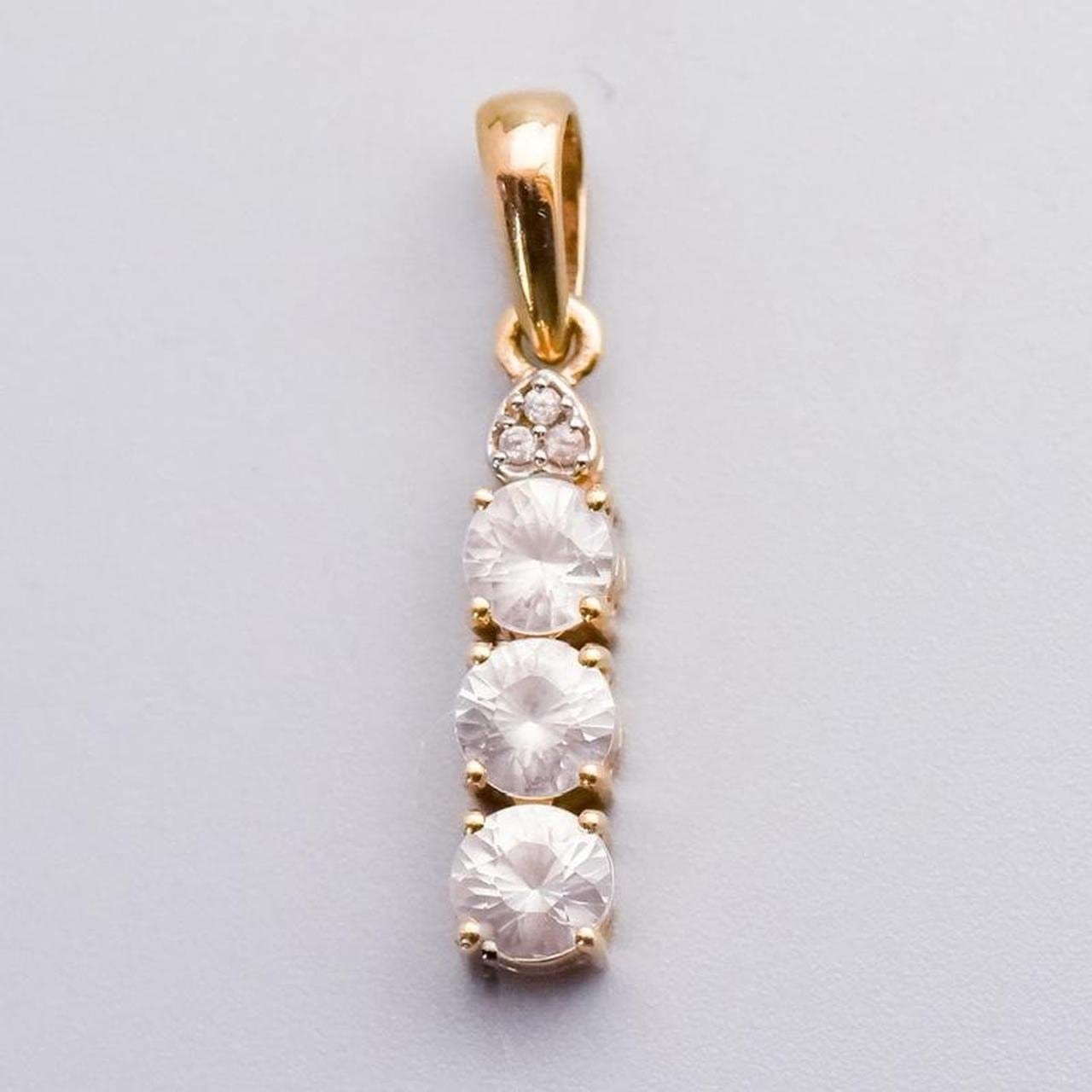 10K Gold White Zircon Pendant