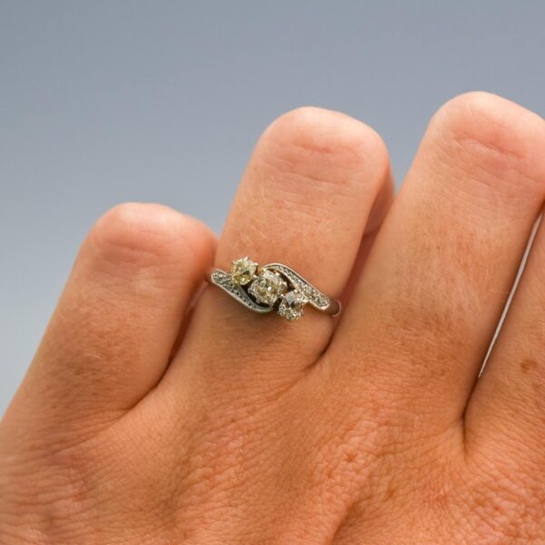 Platinum Diamond Crossover Ring