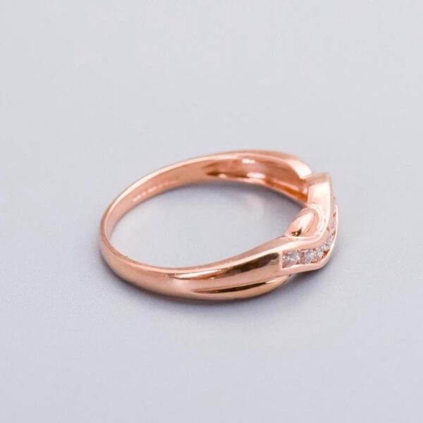 14K Rose Gold CZ Waved Band