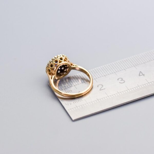 9K Gold Sapphire and CZ Ring