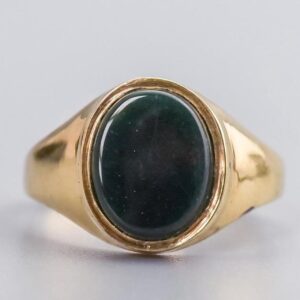 9K Gold Bloodstone Signet Ring