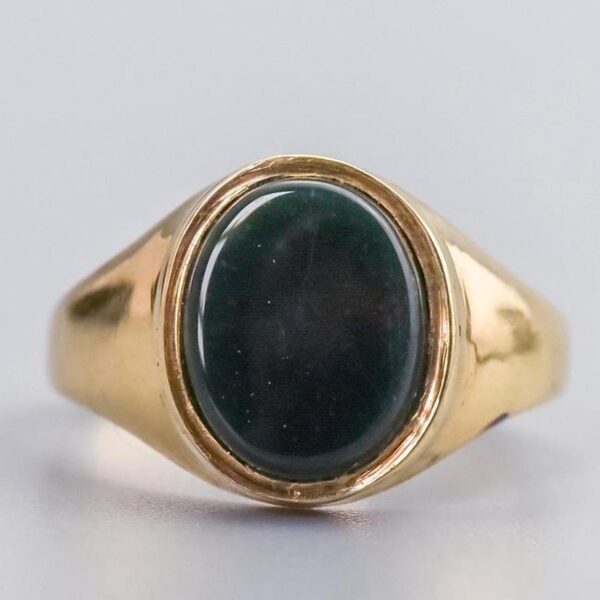 9K Gold Bloodstone Signet Ring