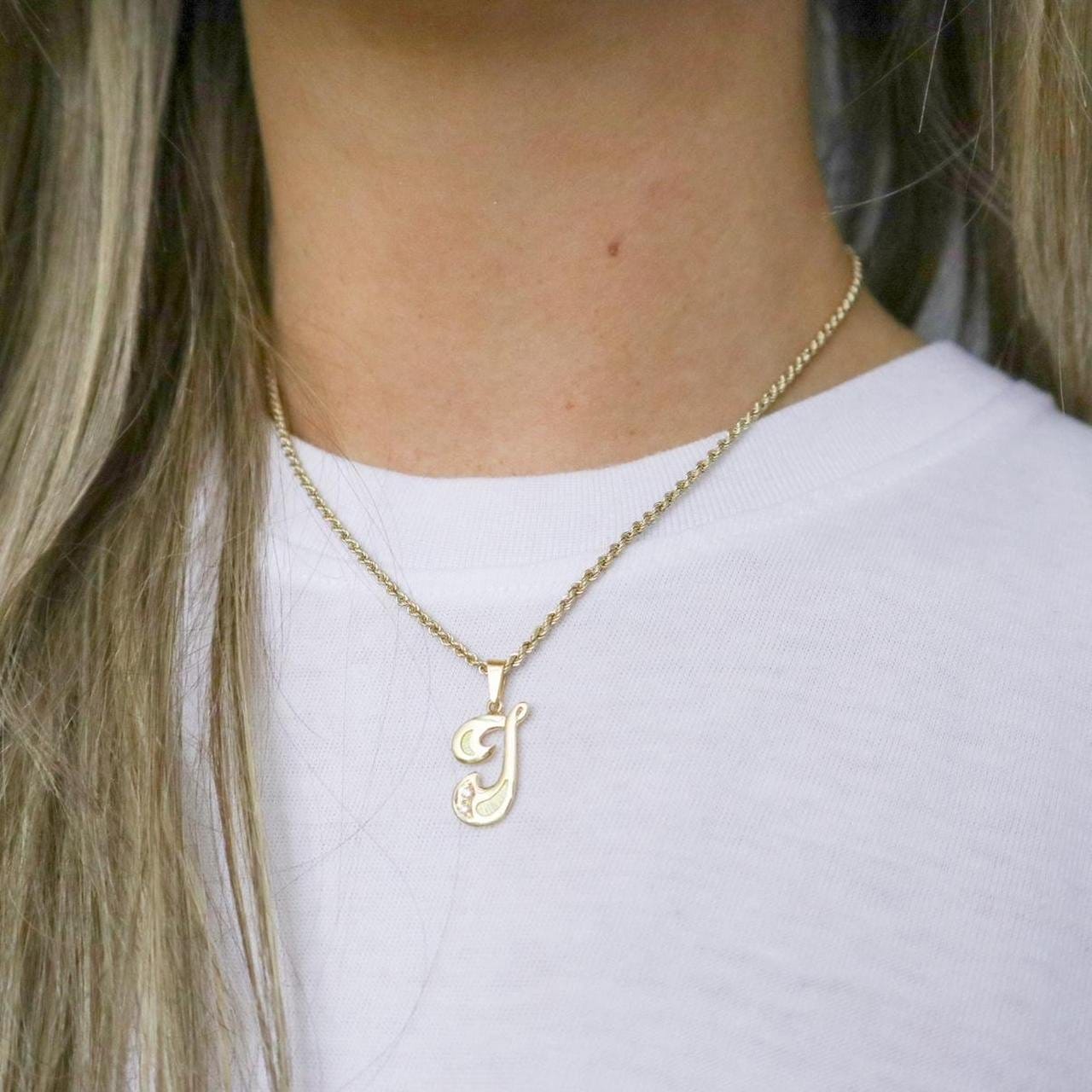 9K & 18K Gold Initial Pendant Necklace