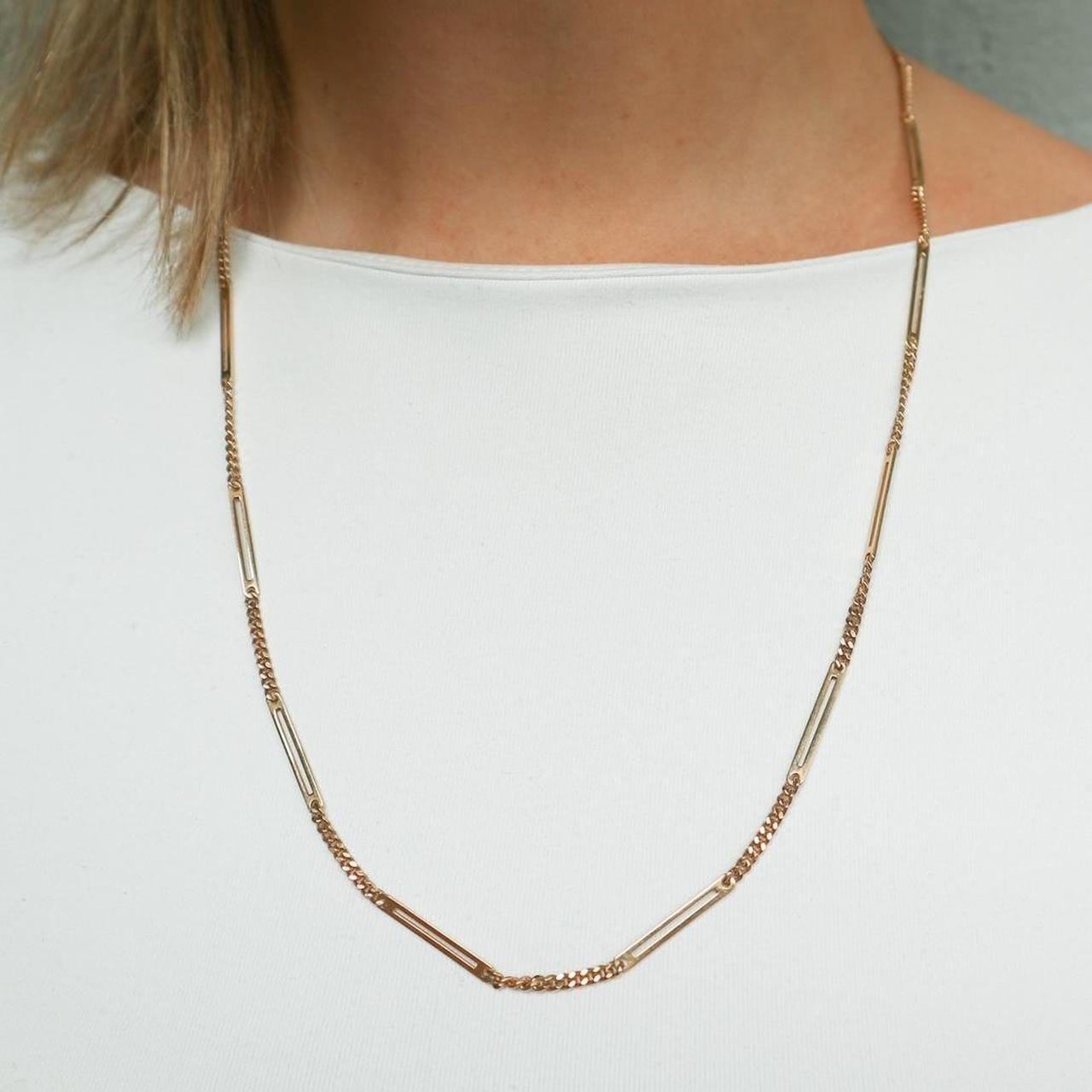 9K Gold Bar & Link Chain Necklace