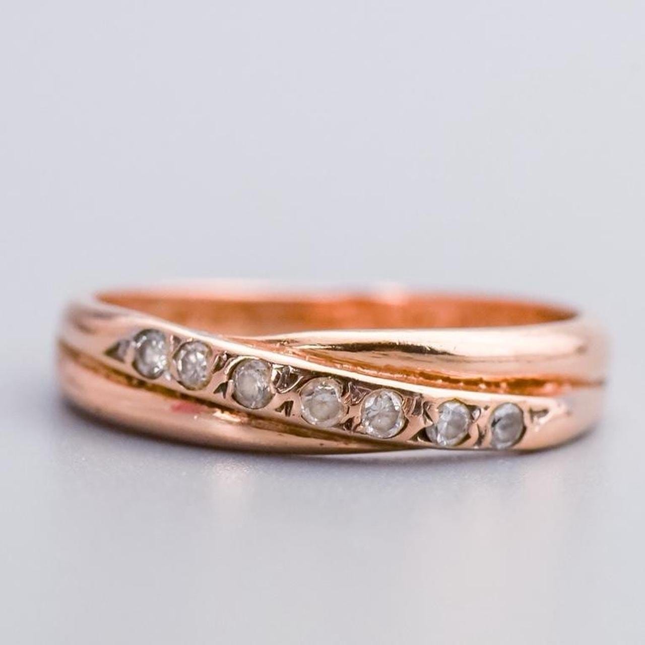 14K Rose Gold CZ Twist Ring