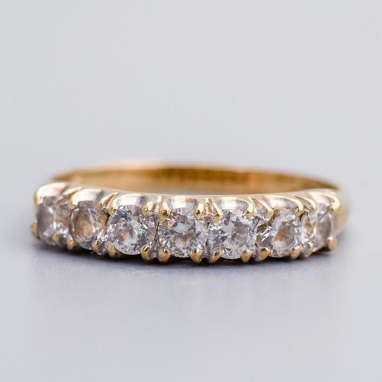 9K Gold Seven Stone CZ Ring