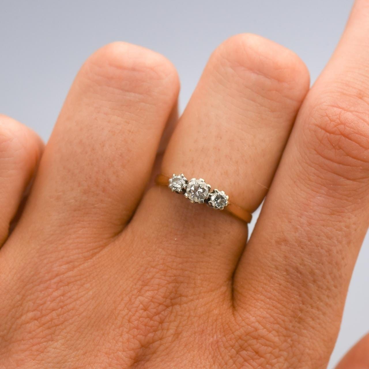18K Gold Diamond Trilogy Ring