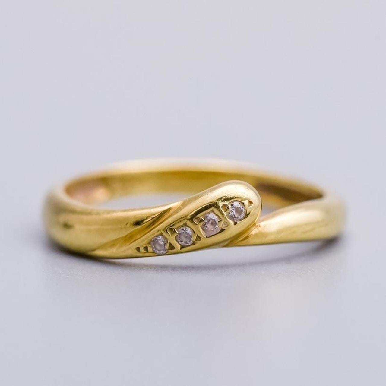 14K Gold CZ Snake Ring