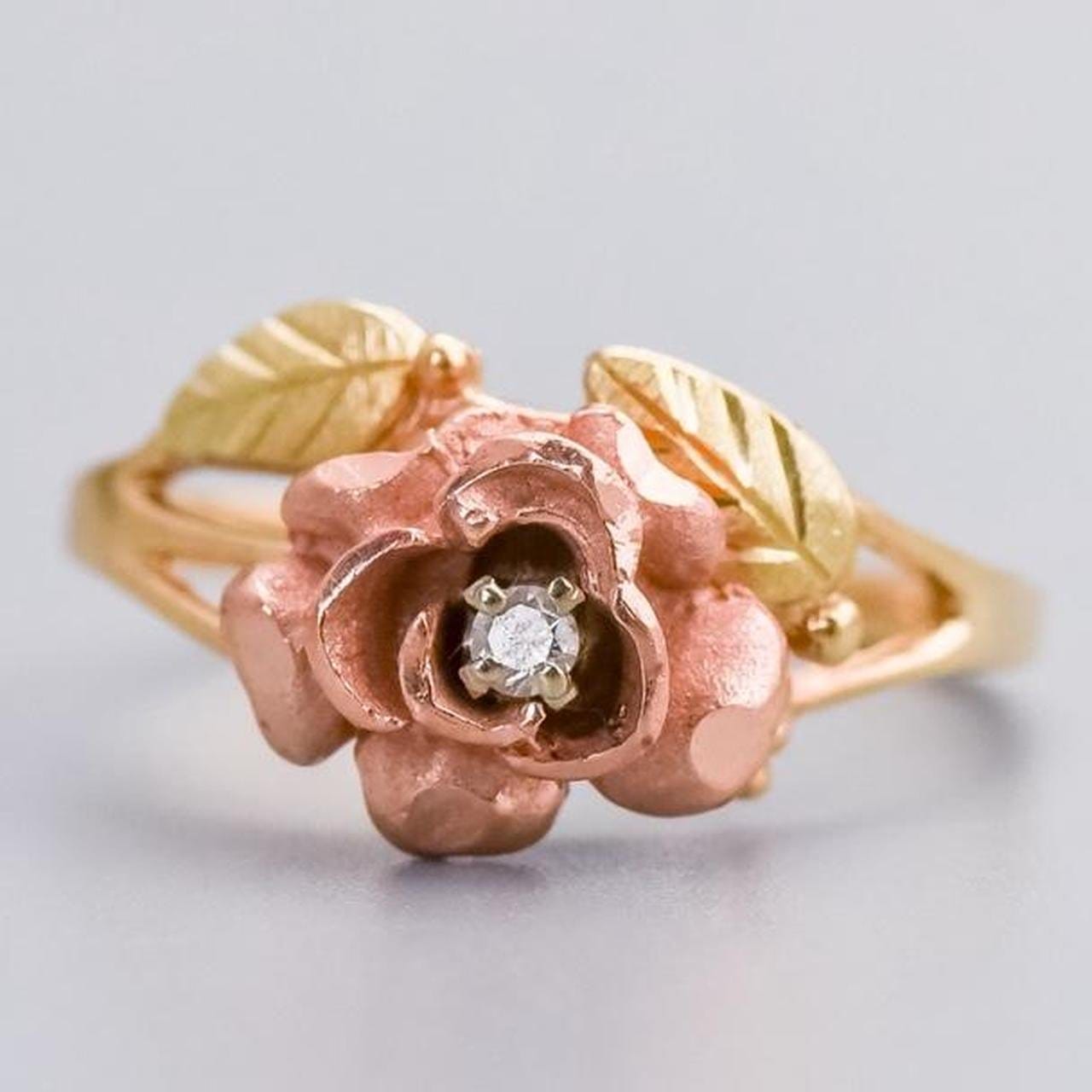 10K Gold Diamond Rose Ring