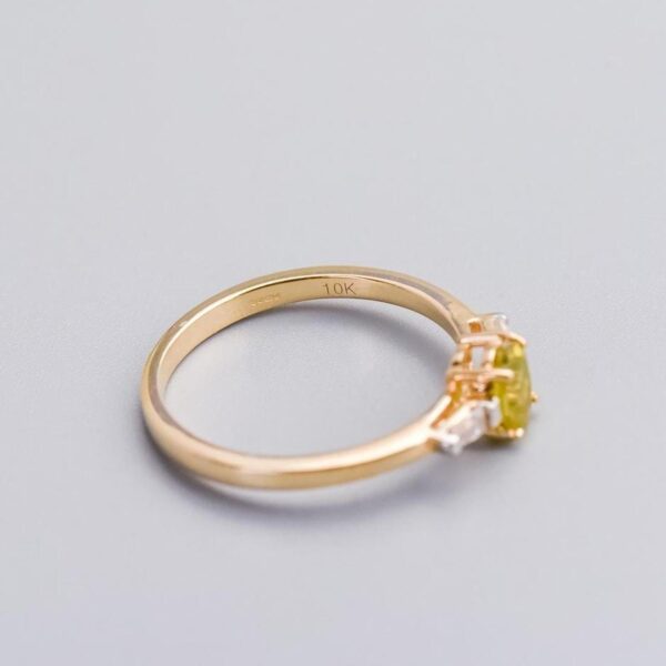 10K Gold Sphene & White Zircon Ring